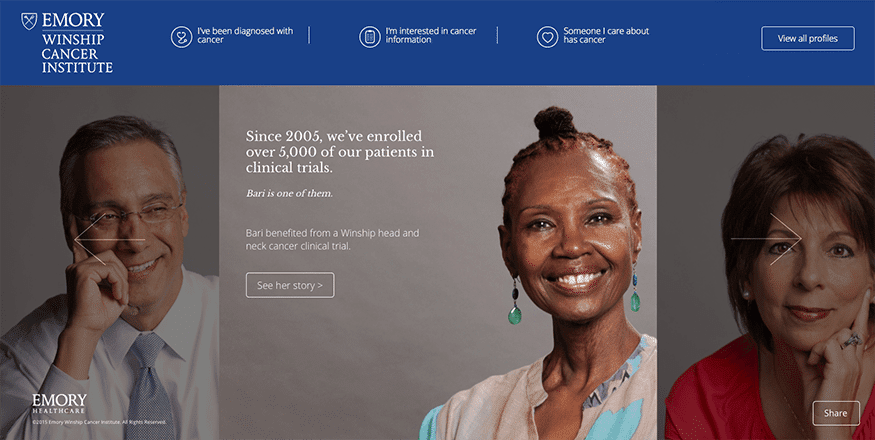Website for Emory Winship Cancer (Healthcare)
